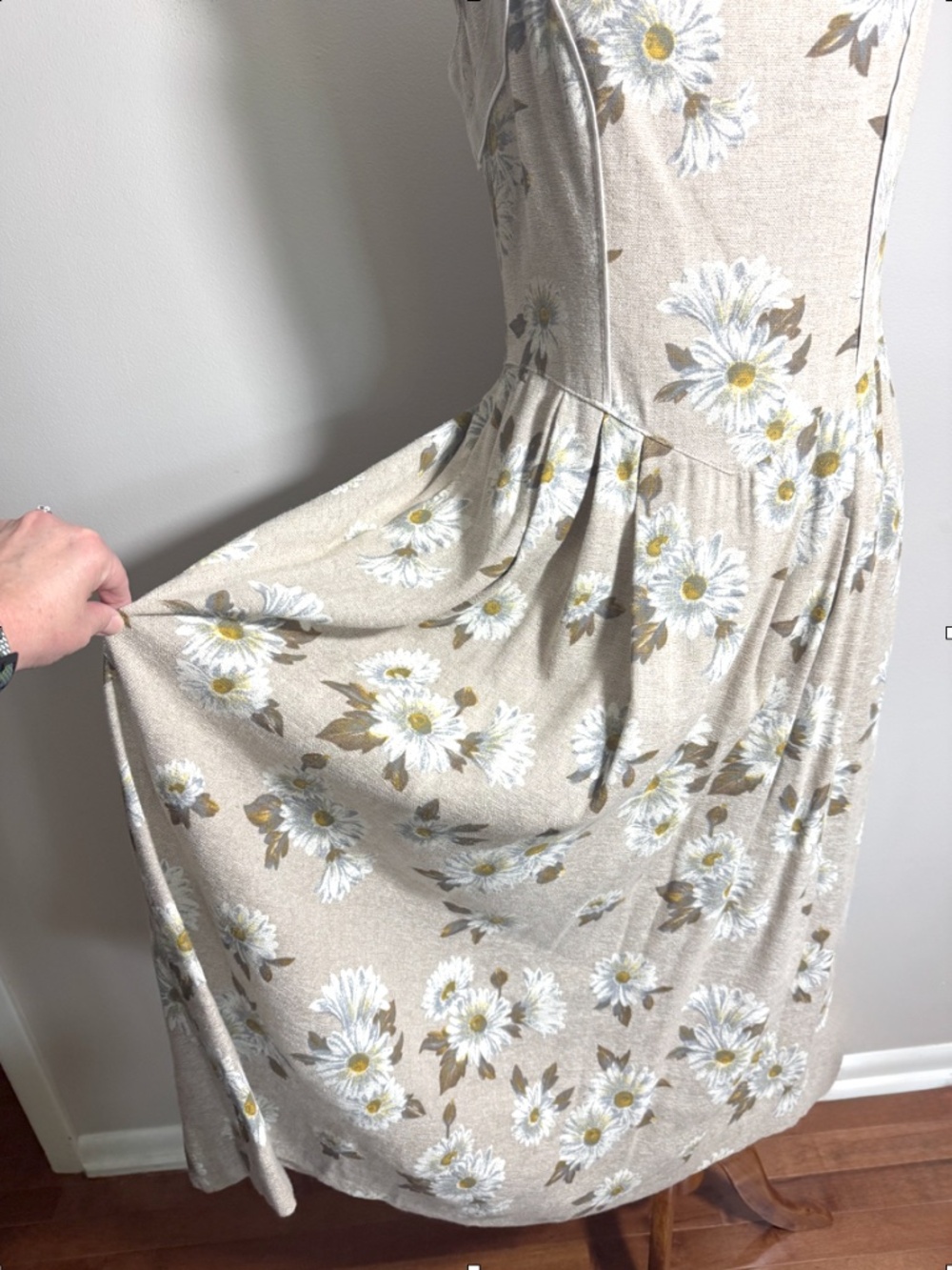 Vintage Julius Lang Flax Linen Blend Daisy Dress - Picture 10 of 15
